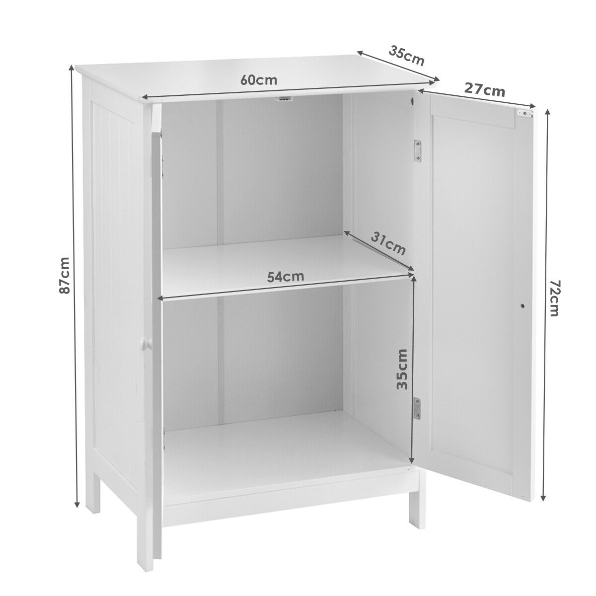 NNECW Floor Storage Cabinet with Double Door and Shelf for Bathroom-3