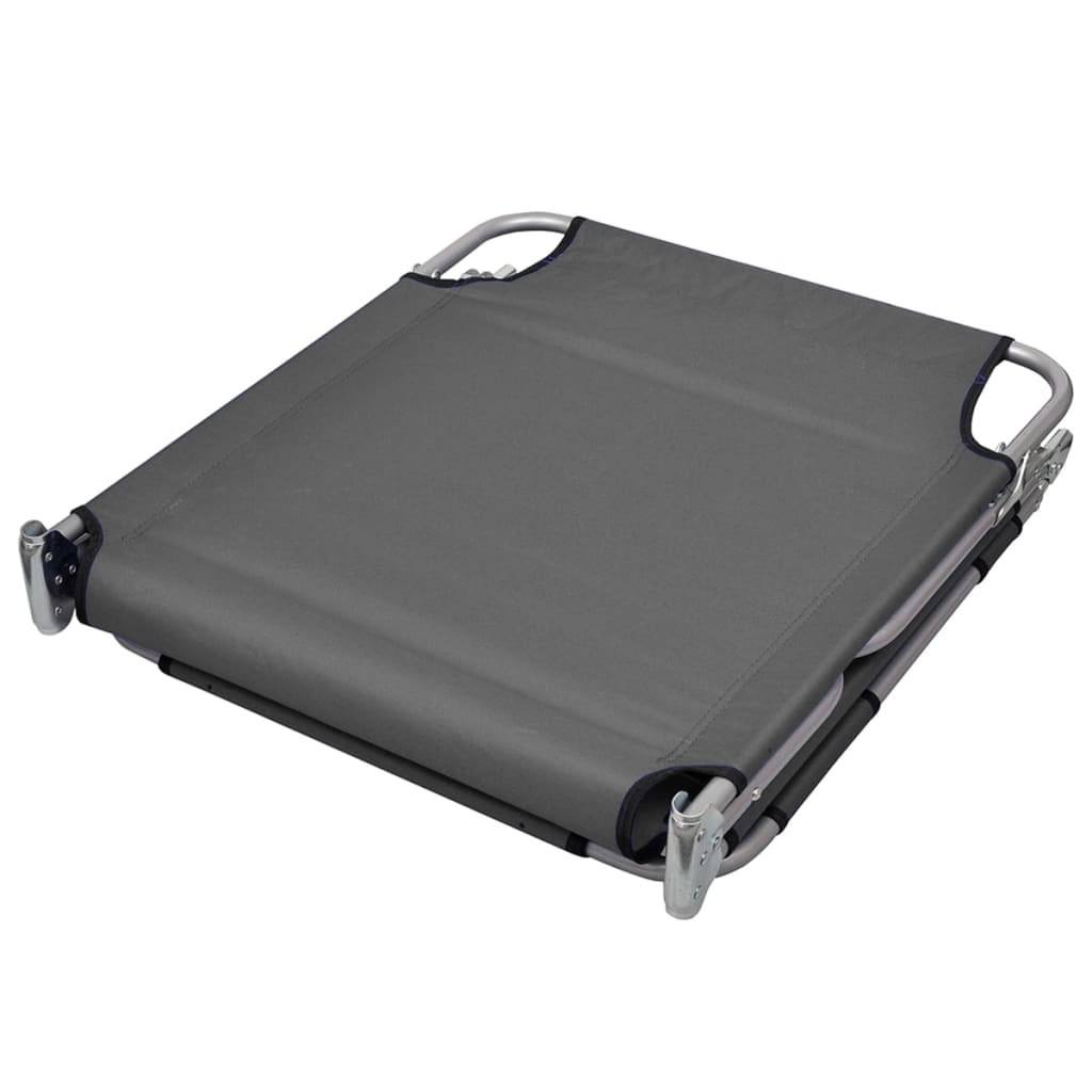 NNEVL Foldable Sunlounger with Head Cushion Adjustable Backrest Grey-3