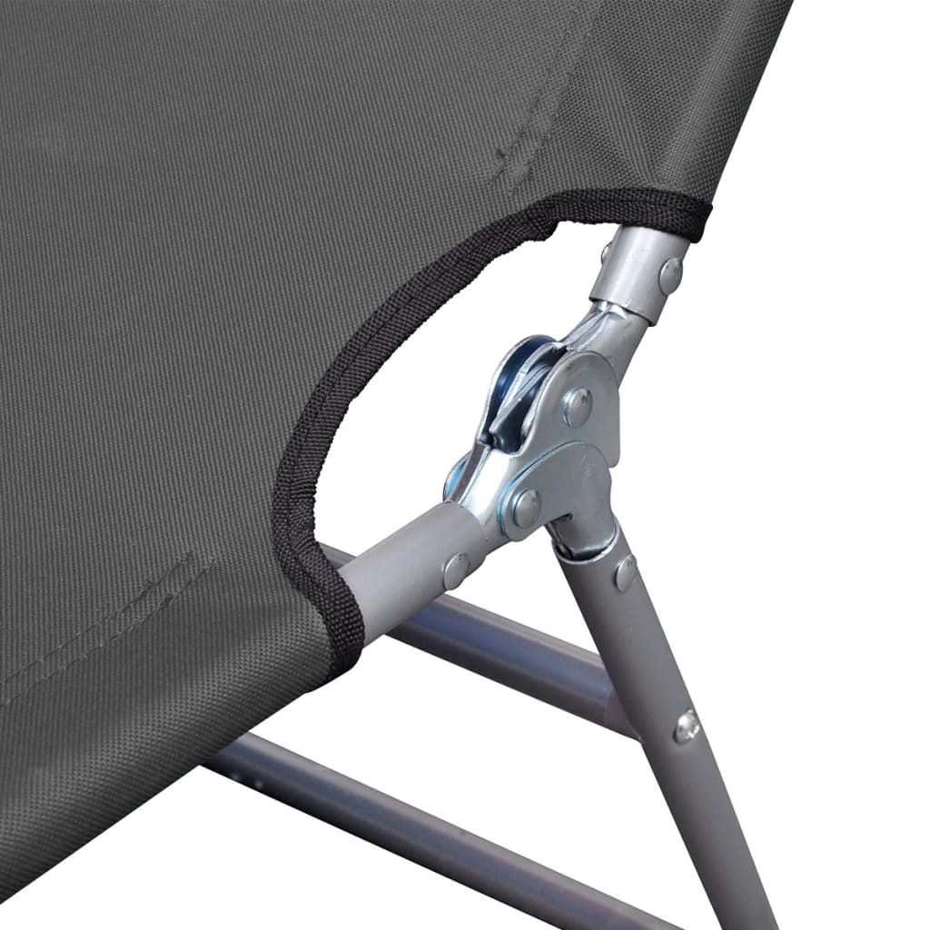 NNEVL Foldable Sunlounger with Head Cushion Adjustable Backrest Grey-4