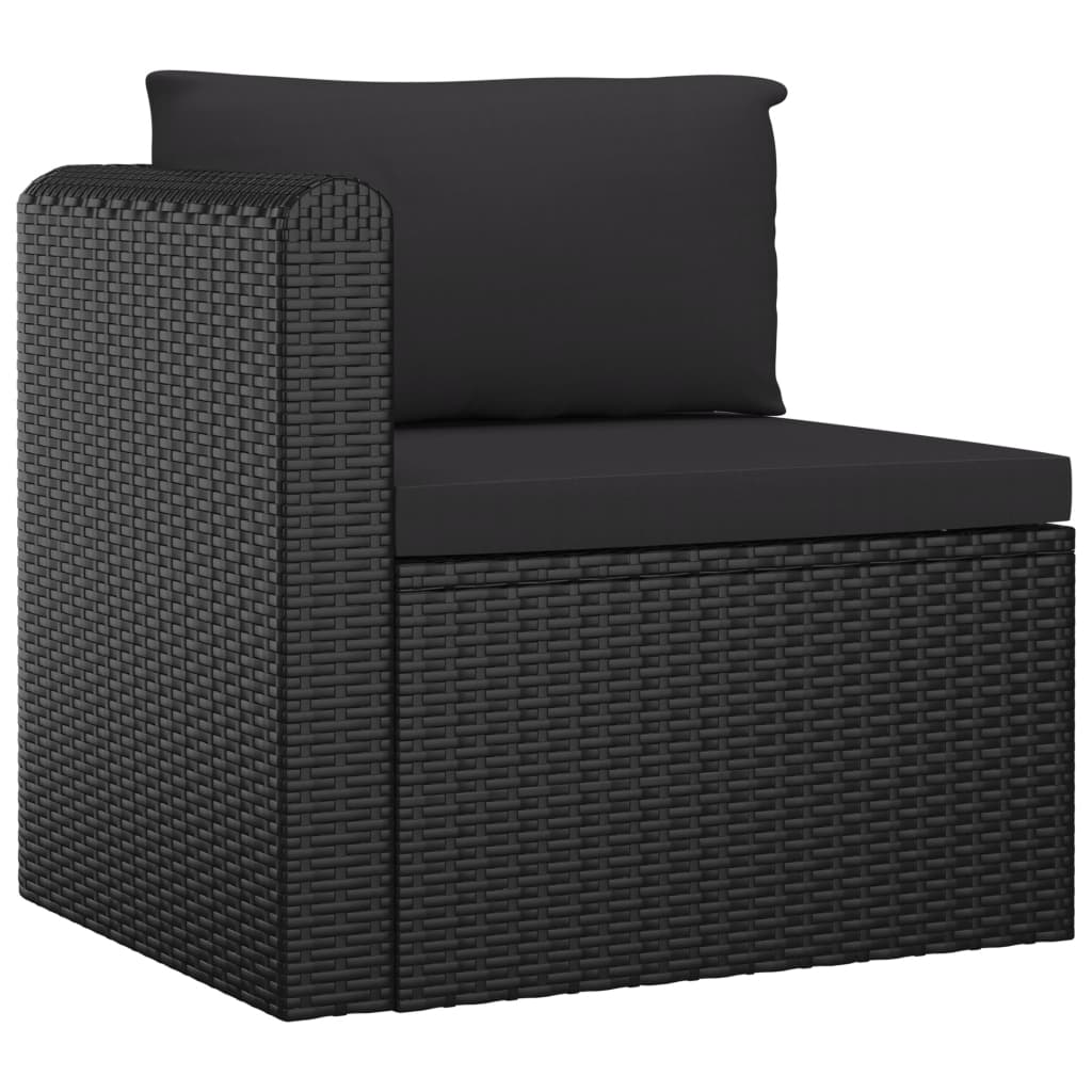 NNEVL 7 Piece Garden Lounge Set with Cushions Poly Rattan Black-3