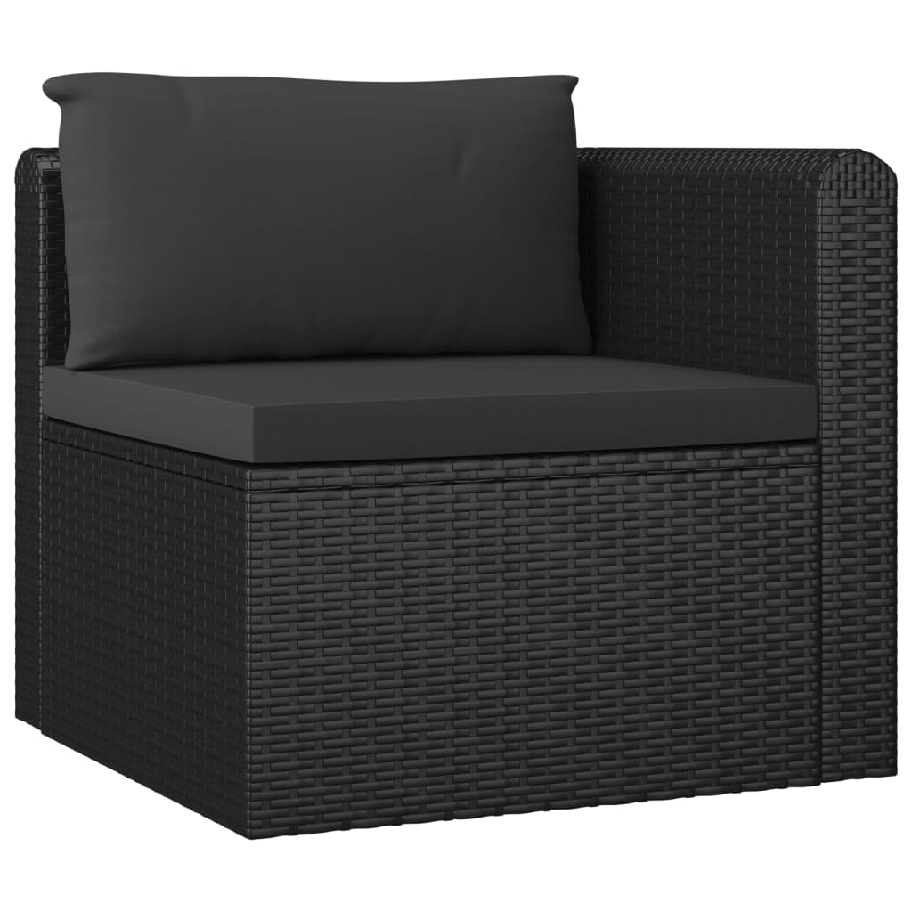 NNEVL 7 Piece Garden Lounge Set with Cushions Poly Rattan Black-4