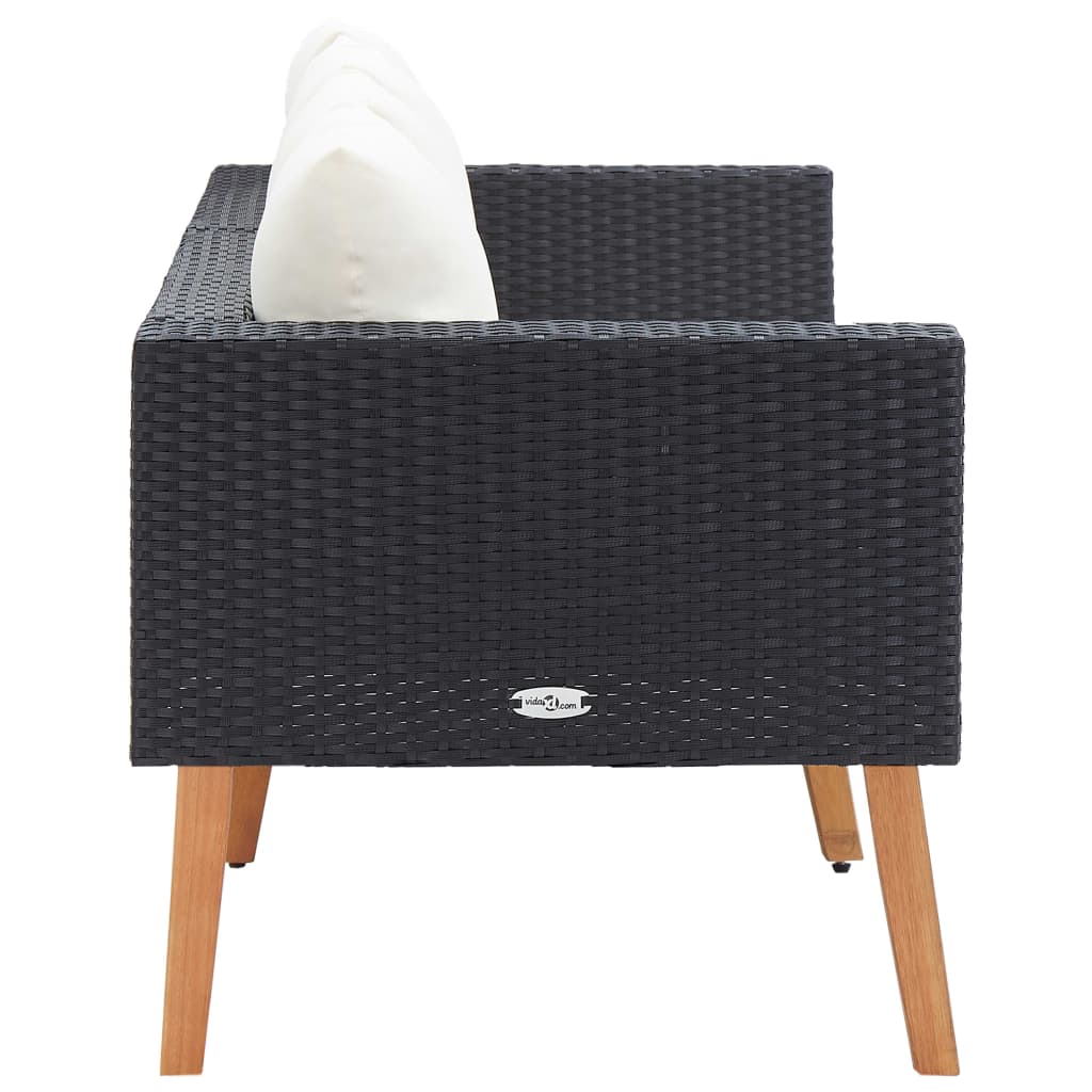 NNEVL 2-Seater Garden Sofa with Cushions Poly Rattan Black-1