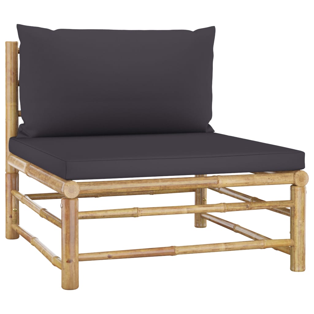 NNEVL 8 Piece Garden Lounge Set with Dark Grey Cushions Bamboo-4