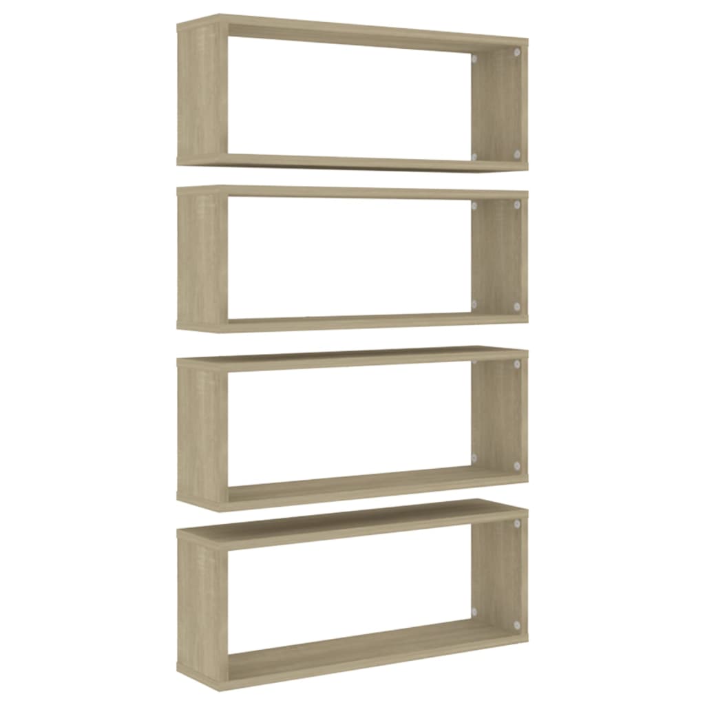 NNEVL Wall Cube Shelves 4 pcs Sonoma Oak 60x15x23 cm Chipboard-1
