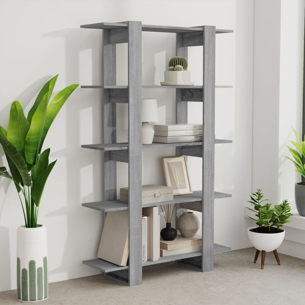 NNEVL Book Cabinet/Room Divider Grey Sonoma 100x30x160 cm-3