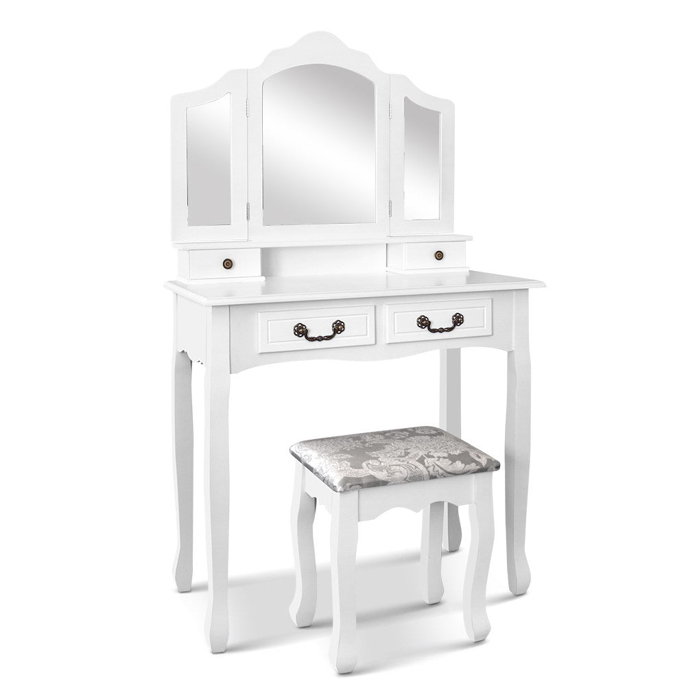 NNEDSZ Dressing Table with Mirror - White-0
