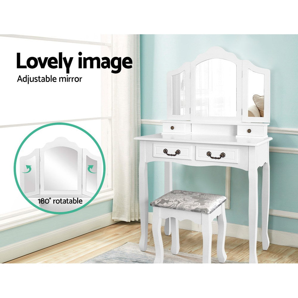 NNEDSZ Dressing Table with Mirror - White-1