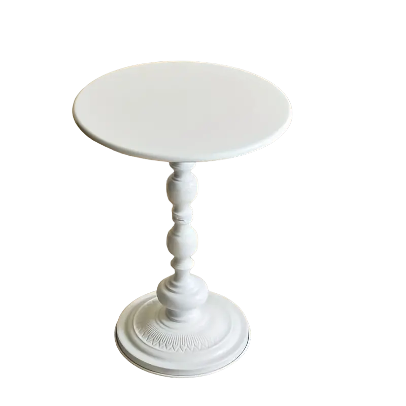 Nordic French Retro Corner Table - Vintage White Iron Bedside Table for Balcony-0