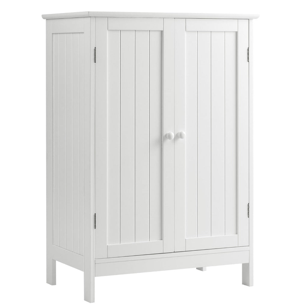 NNECW Floor Storage Cabinet with Double Door and Shelf for Bathroom-1