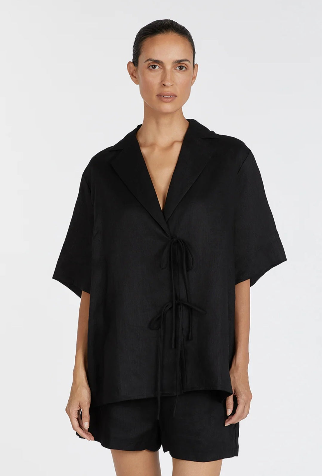 Black Linen Top | Linen Top | Shirt Top | Summer Top | 100% Organic Linen-2