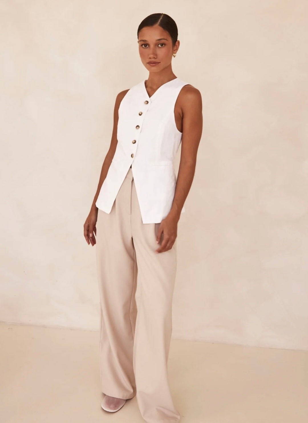 White Linen Vest | V-Neck Vest | Linen Vest | Linen Clothing | 100% Organic Linen-3