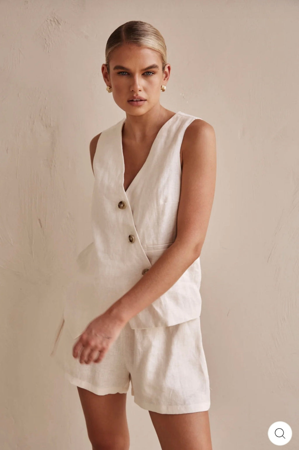 Off-White Asymmetric  Linen Vest | V-Neck Vest | Linen Vest | Linen Clothing | 100% Organic Linen-4