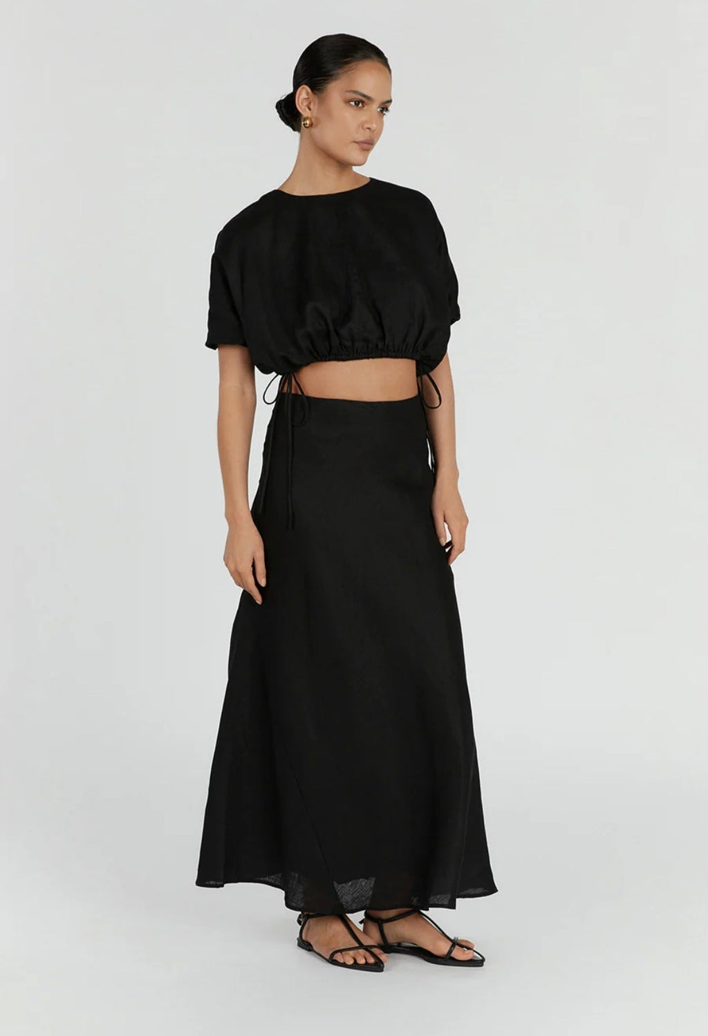 Black Linen Top | Linen Top | Crop Top | Summer Top | Kaftan Top-2