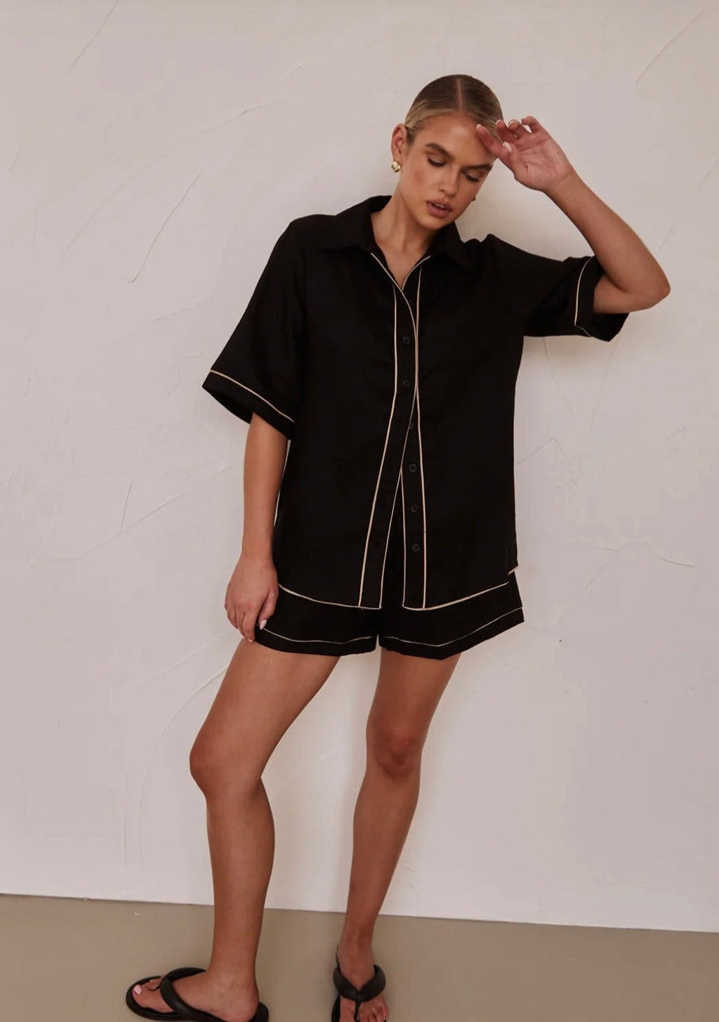 Black Cotton Shirt | Poplin Cotton Shirt-3