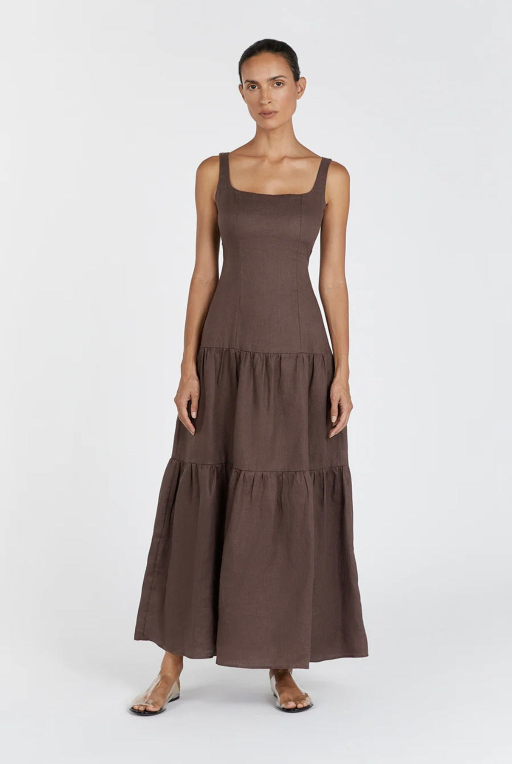 Brown Linen Dress | Maxi Dress | Linen Dress | Linen Clothing | 100% Organic Linen-0