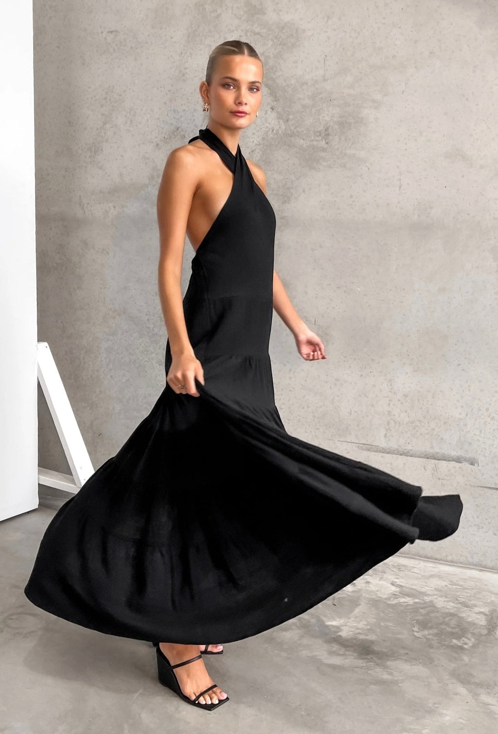 Black Cotton Dress | Maxi Dress | Cotton Dress | Black Dress | Flair Dress-0