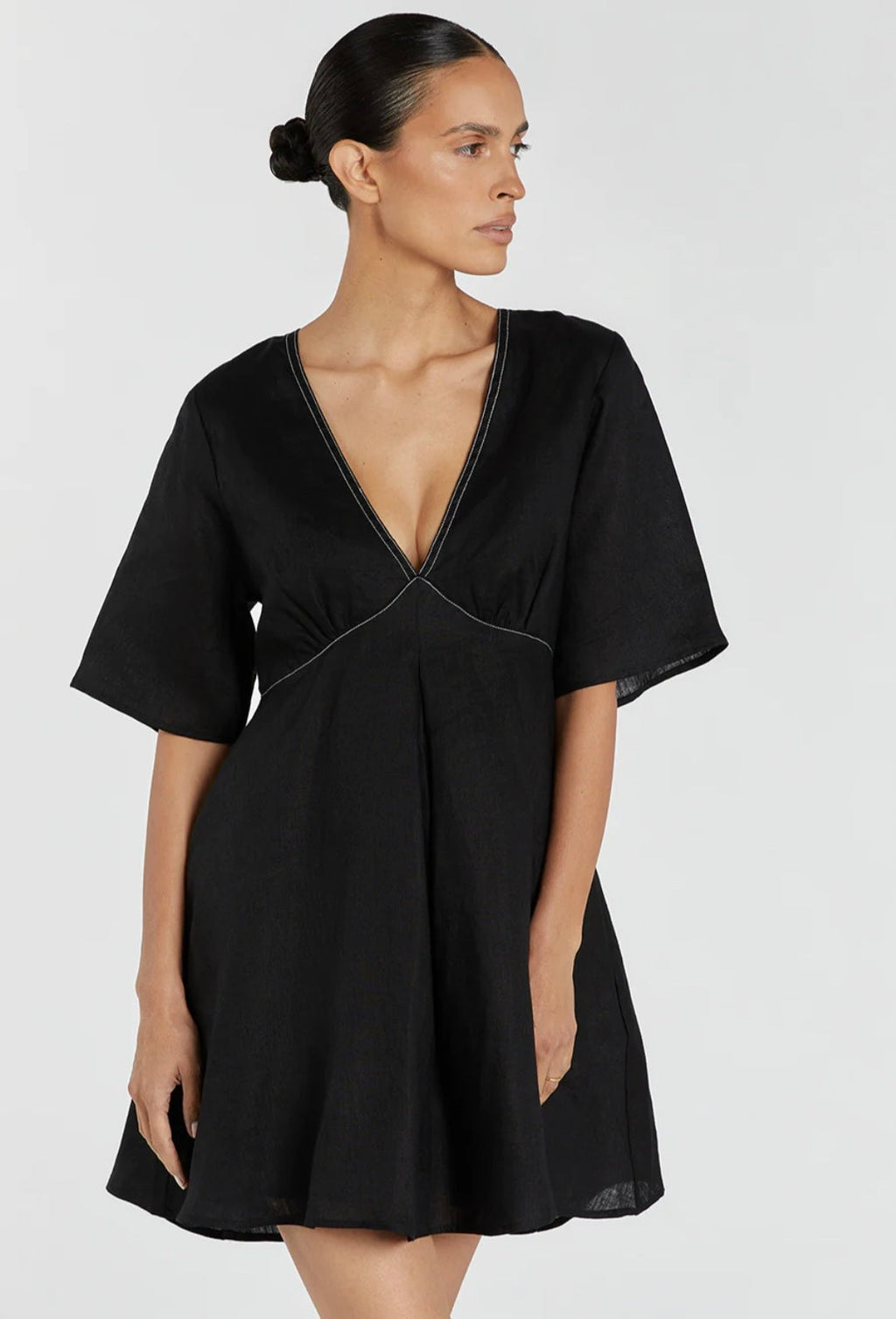 Black Linen Dress | Mini Dress | Linen Dress | Linen Clothing | 100% Organic Linen-2