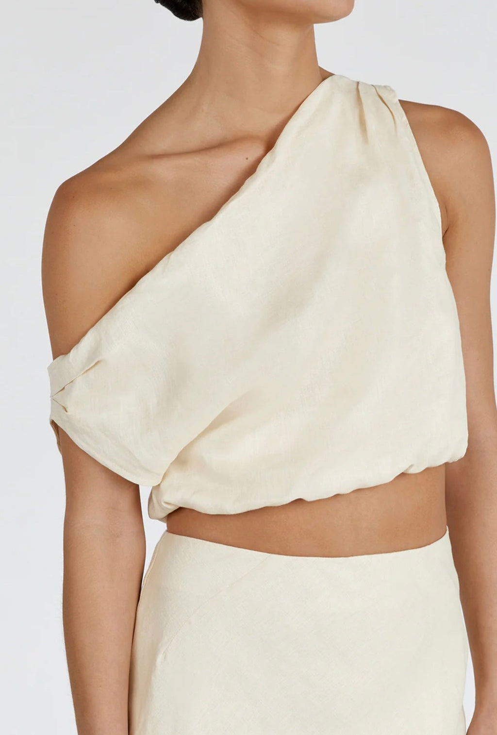 Ivory Linen Top | Linen Top | Crop Top | Summer Top | One Shoulder Top-0