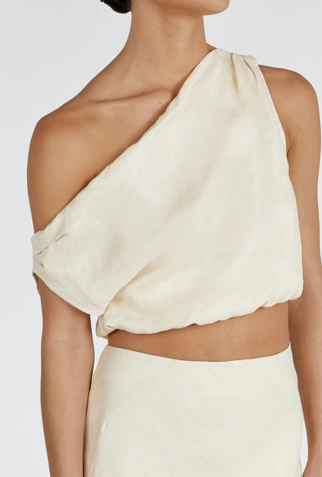 Ivory Linen Top | Linen Top | Crop Top | Summer Top | One Shoulder Top-0