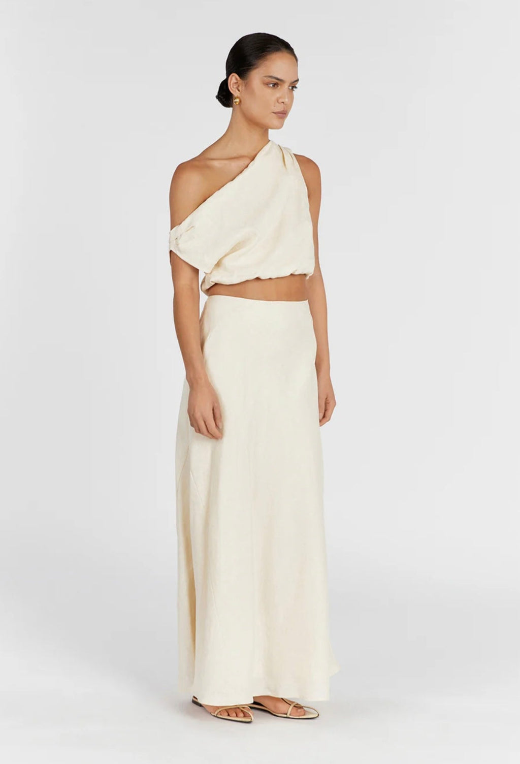 Ivory Linen Top | Linen Top | Crop Top | Summer Top | One Shoulder Top-2