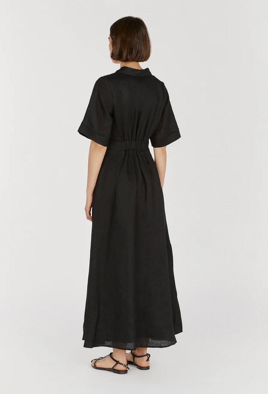 Black Linen Dress | Maxi Dress | Linen Dress | Linen Clothing | 100% Organic Linen | Button Down Dress-2