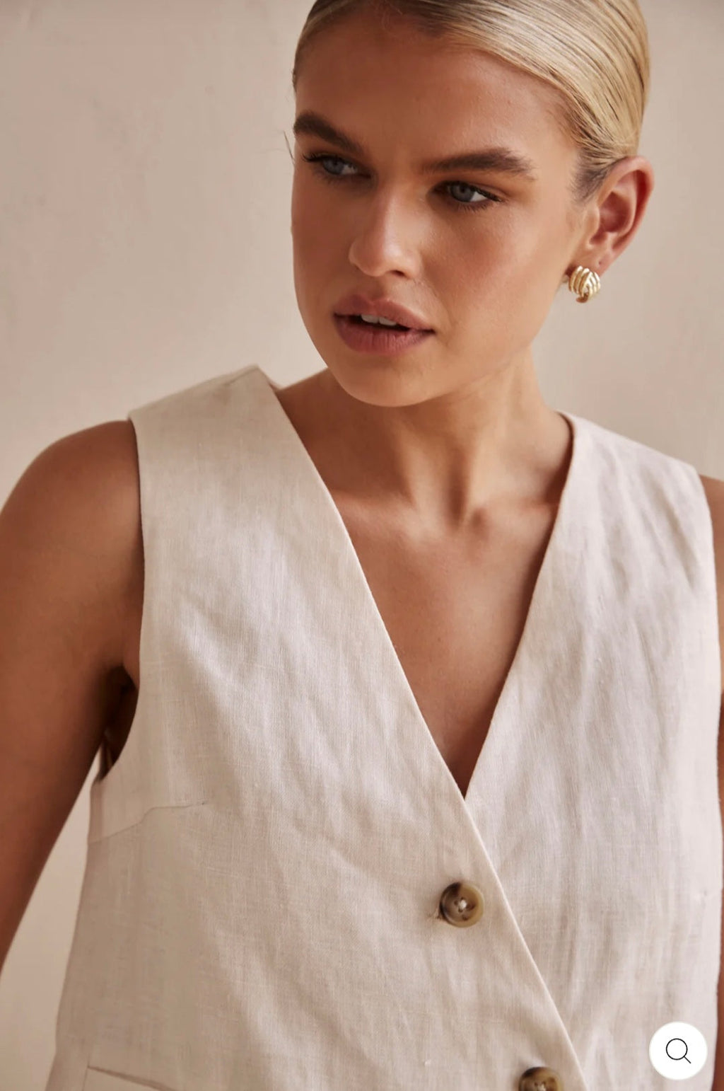 Off-White Asymmetric  Linen Vest | V-Neck Vest | Linen Vest | Linen Clothing | 100% Organic Linen-3