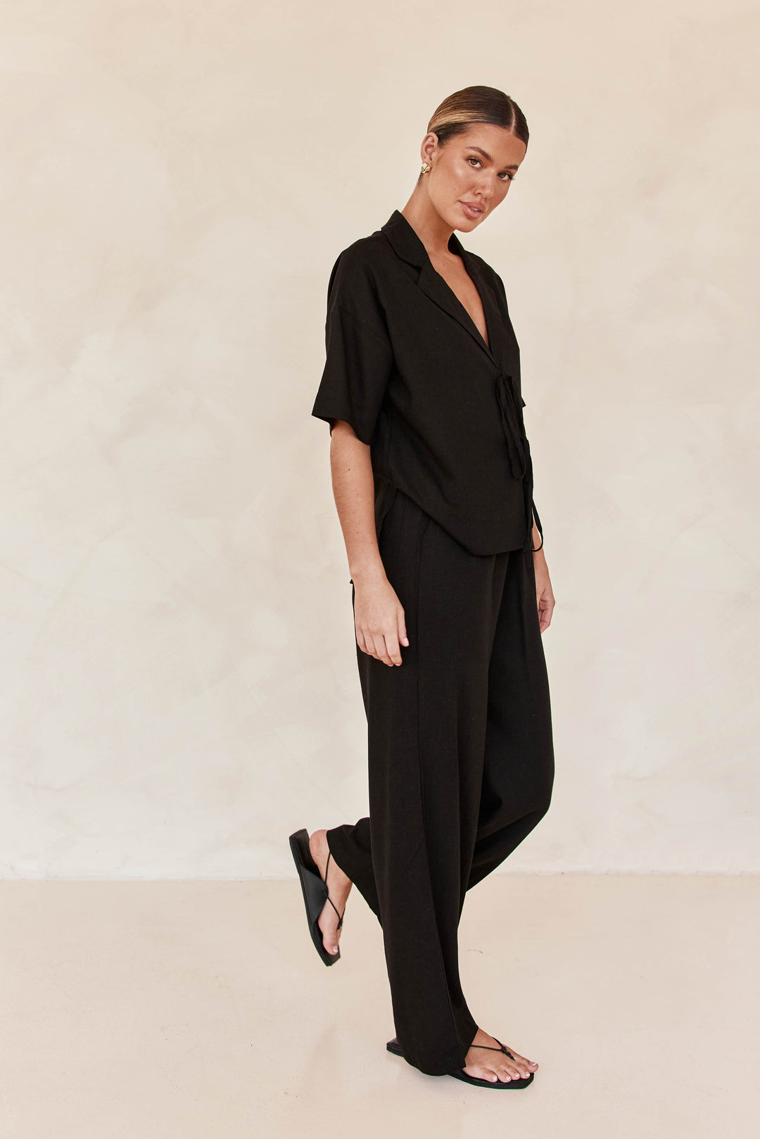 Black Linen Co ord set | Co-ord set | Linen Clothing | 100% Organic Linen-3