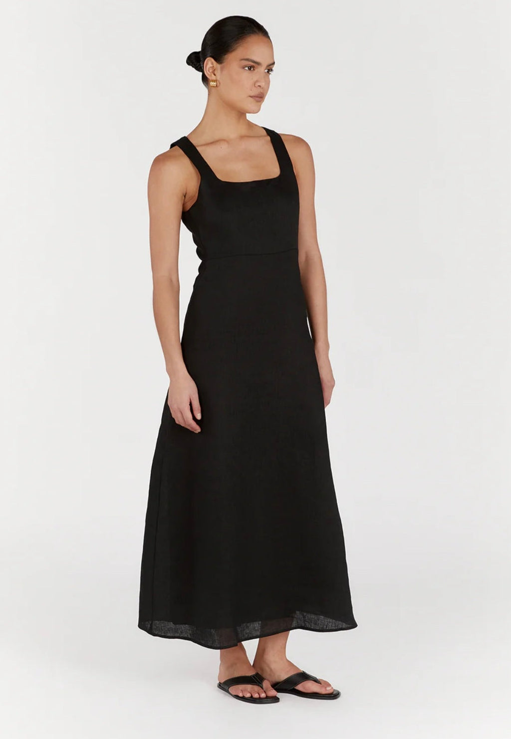 Black Linen Dress | Maxi Dress | Linen Dress | Linen Clothing | 100% Organic Linen-1