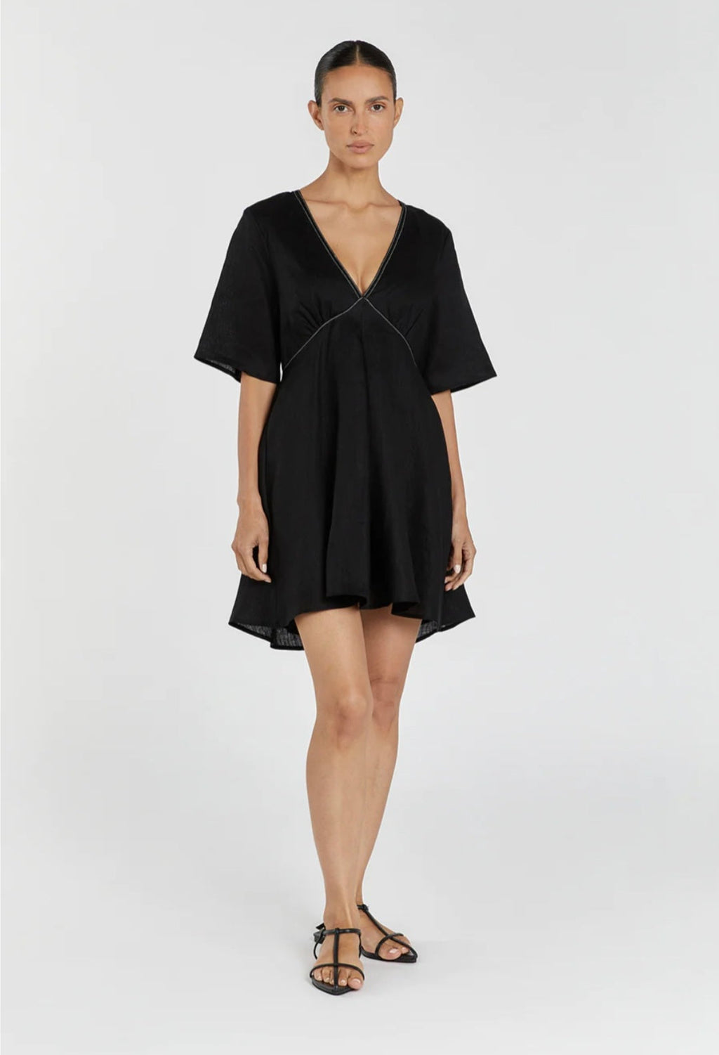 Black Linen Dress | Mini Dress | Linen Dress | Linen Clothing | 100% Organic Linen-1