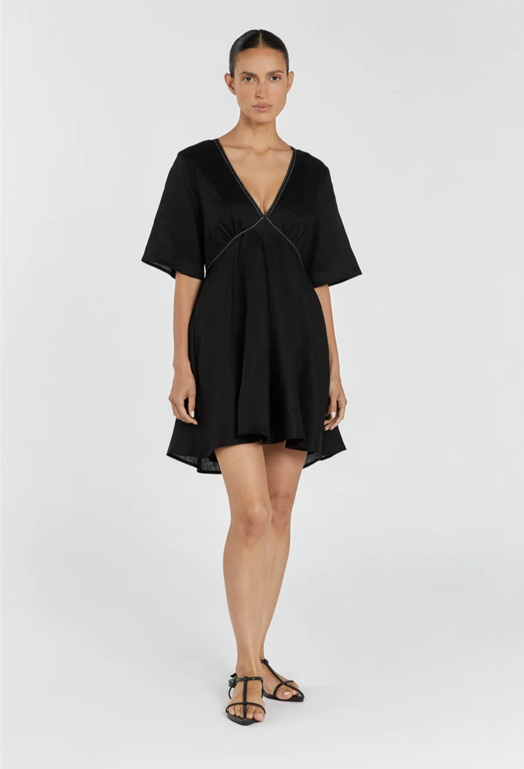 Black Linen Dress | Mini Dress | Linen Dress | Linen Clothing | 100% Organic Linen-1