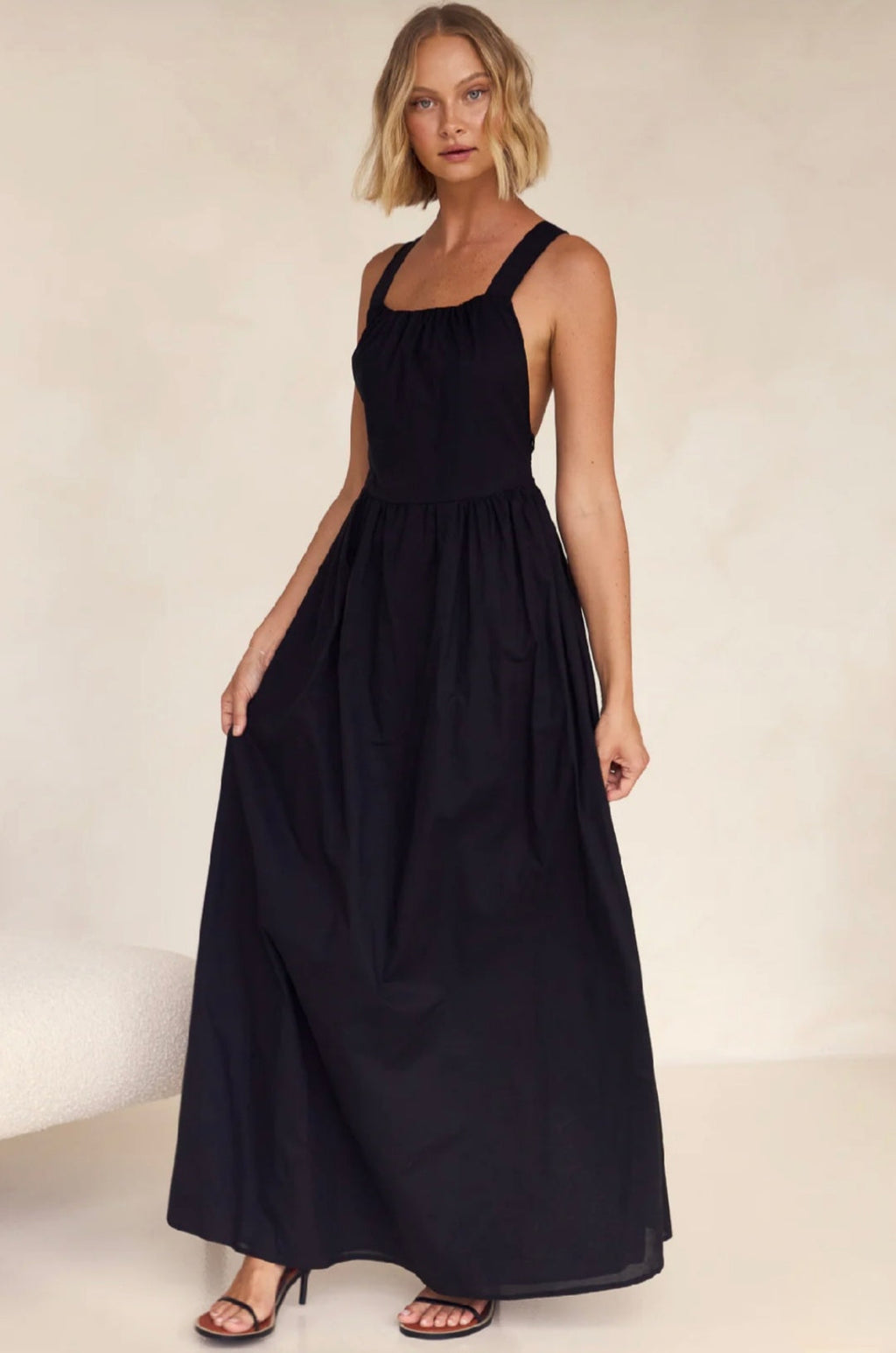 Black Cotton Dress | Maxi Dress | Cotton Dress | Black Dress | Backless Dress-0