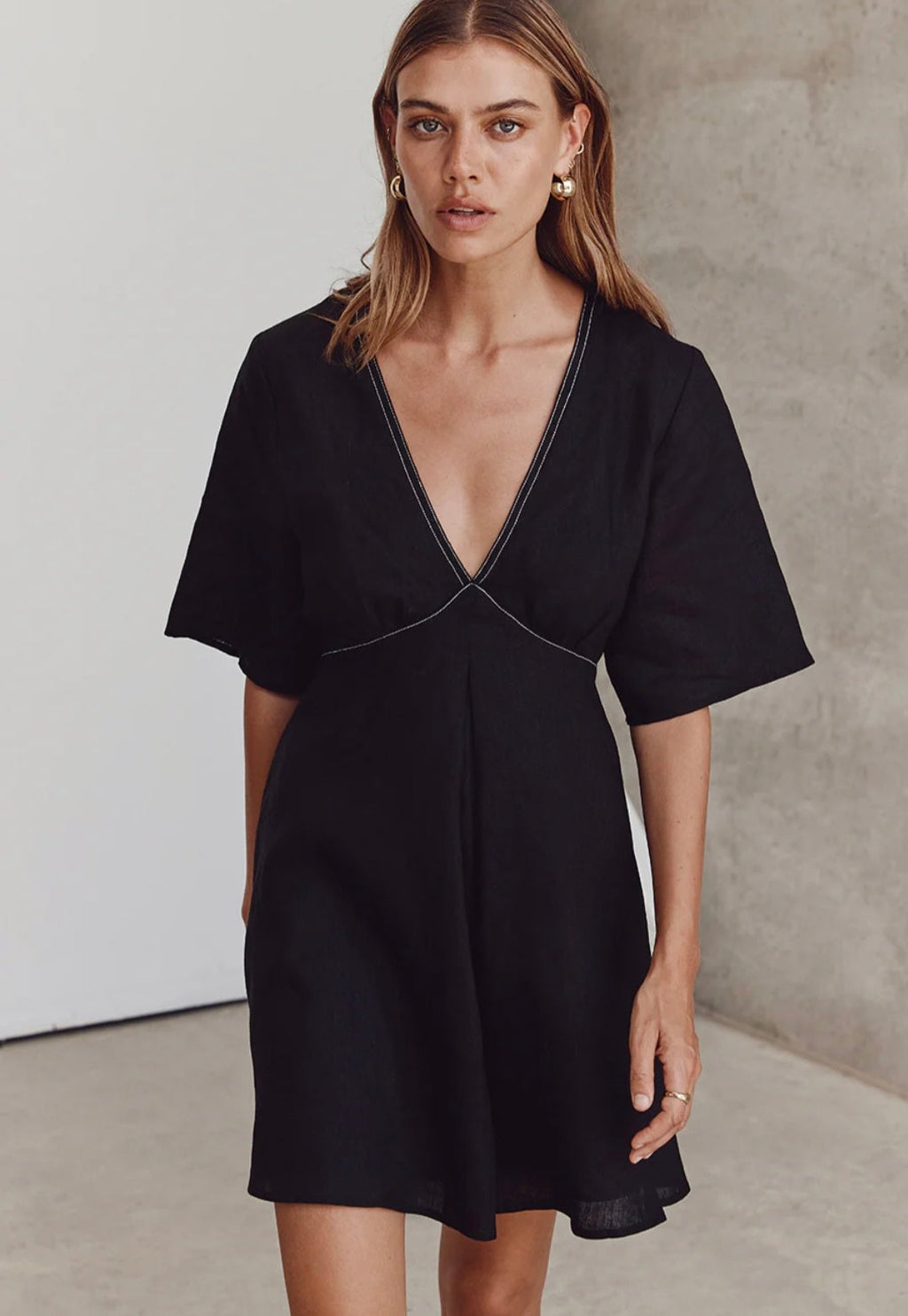 Black Linen Dress | Mini Dress | Linen Dress | Linen Clothing | 100% Organic Linen-0