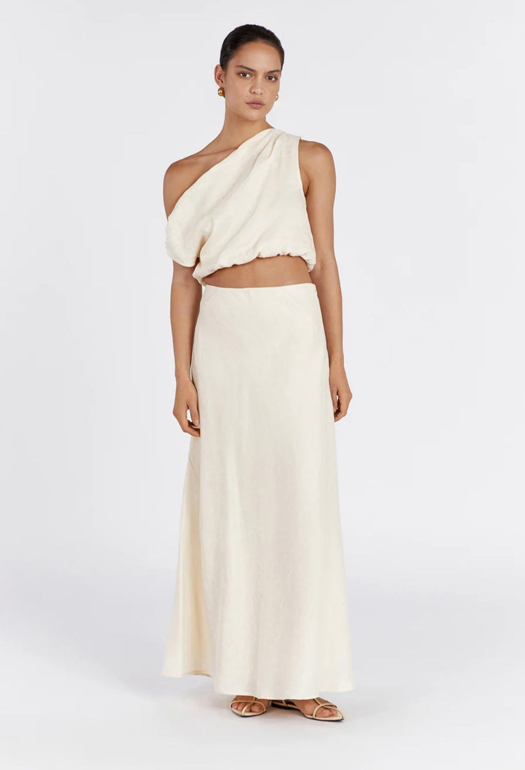 Ivory Linen Top | Linen Top | Crop Top | Summer Top | One Shoulder Top-4