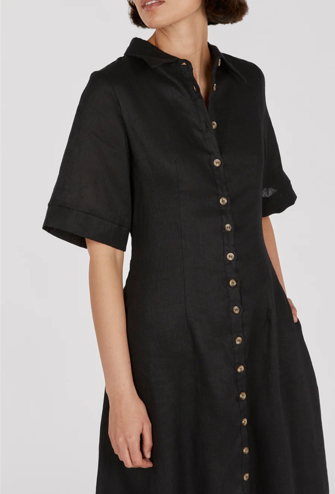 Black Linen Dress | Maxi Dress | Linen Dress | Linen Clothing | 100% Organic Linen | Button Down Dress-1