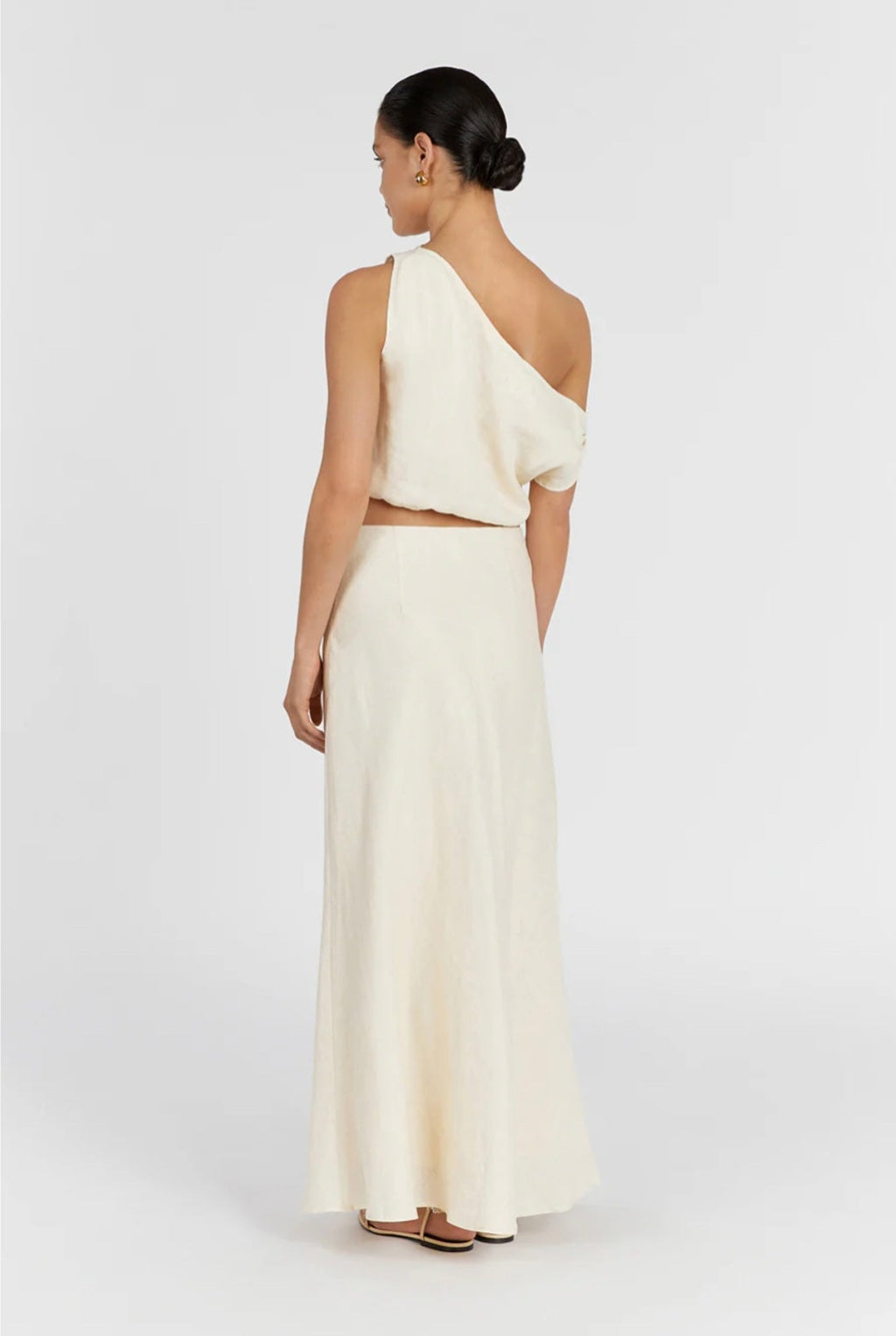 Ivory Linen Top | Linen Top | Crop Top | Summer Top | One Shoulder Top-1