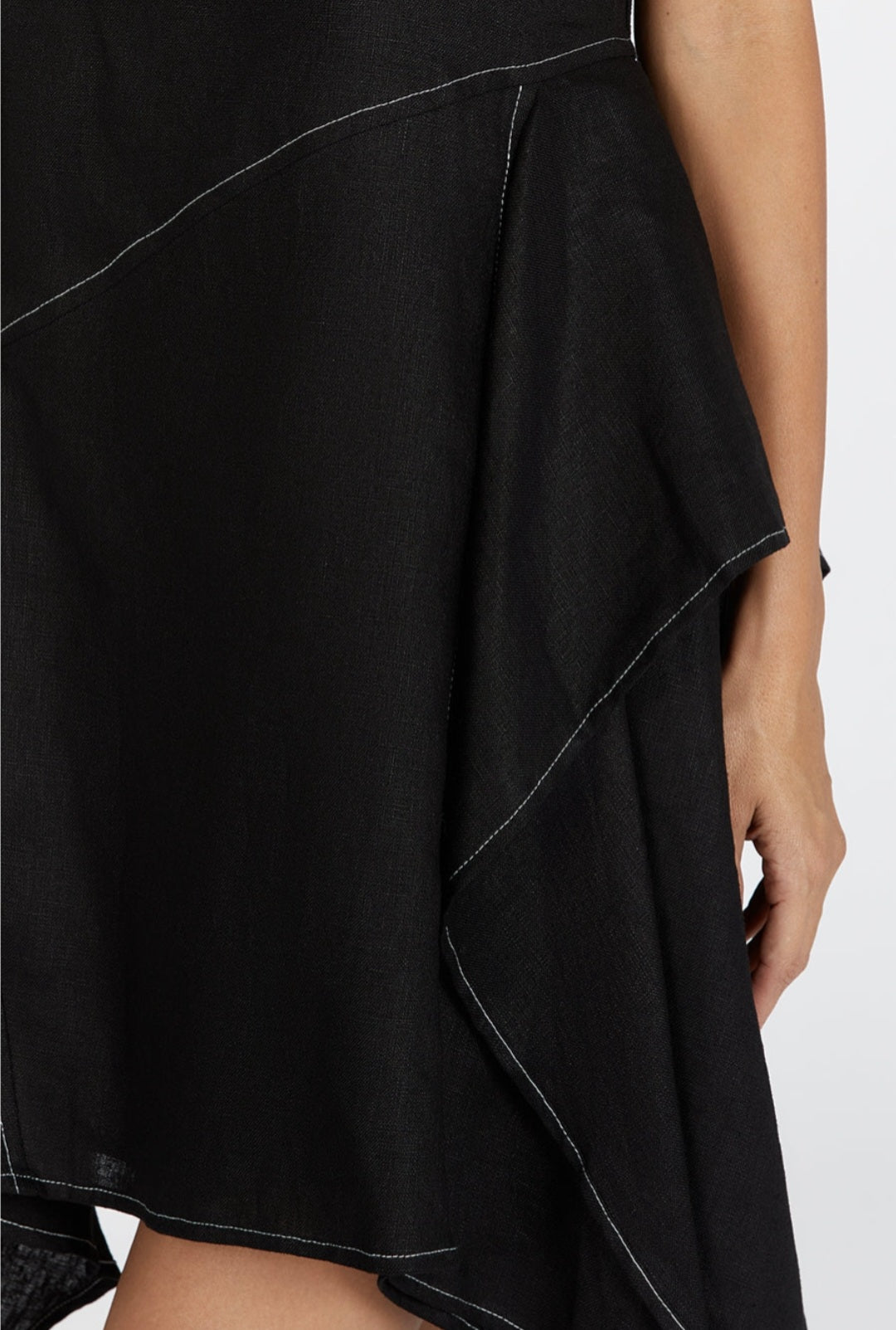 Black Linen Dress | Asymmetric Dress | Linen Dress | Linen Clothing | 100% Organic Linen-2